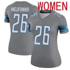 Women Detroit Lions #26 Ifeatu Melifonwu Grey Nike Game NFL Jersey->women nfl jersey->Women Jersey